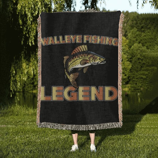 Great Walleye Fishing Legend Woven Blankets