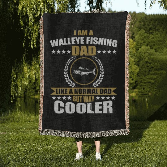 Walleye Fishing Dad For Men Woven Blankets