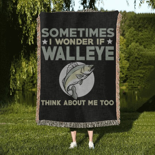Funny Walleye Fishing Lover Woven Blankets