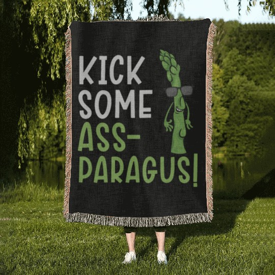 Kick Some Ass-paragus Asparagus Vegetable Vegan Woven Blankets