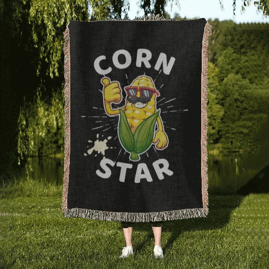 Funny Corn Star Sunglasses Mustache big Postal Service Woven Blankets