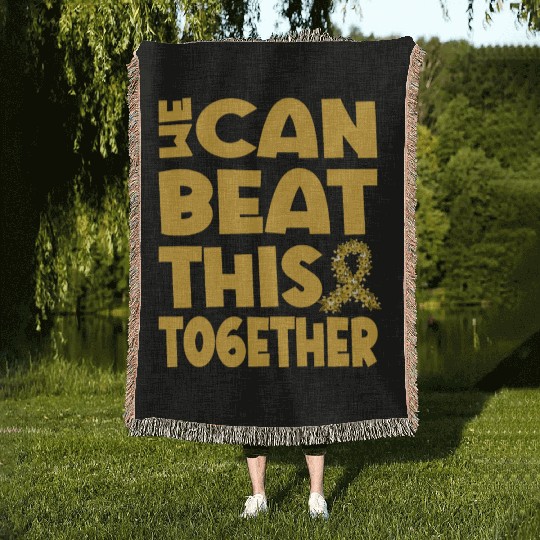 We Can Beat This Childhood Cancer Awareness Woven Blankets