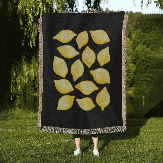 Lemon Watercolor Woven Blankets