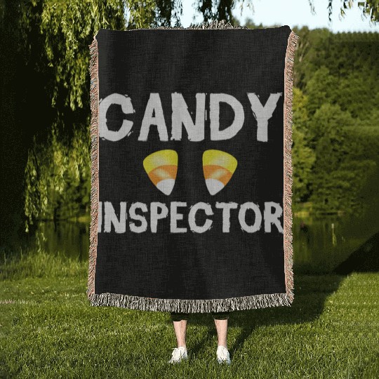 Candy Inspector Spooky Halloween Trick Or Treat Woven Blankets