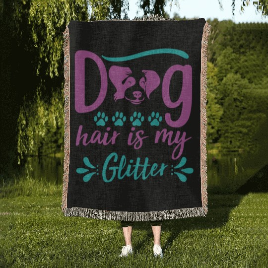 dog hair is my glitter Woven Blankets