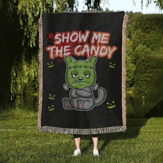Show Me The Candy Halloween Costume Trick Or Treat Woven Blankets