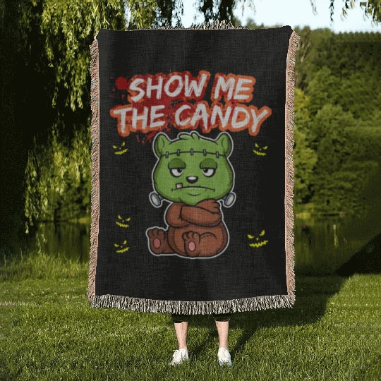 Show Me The Candy Halloween Costume Trick Or Treat Woven Blankets