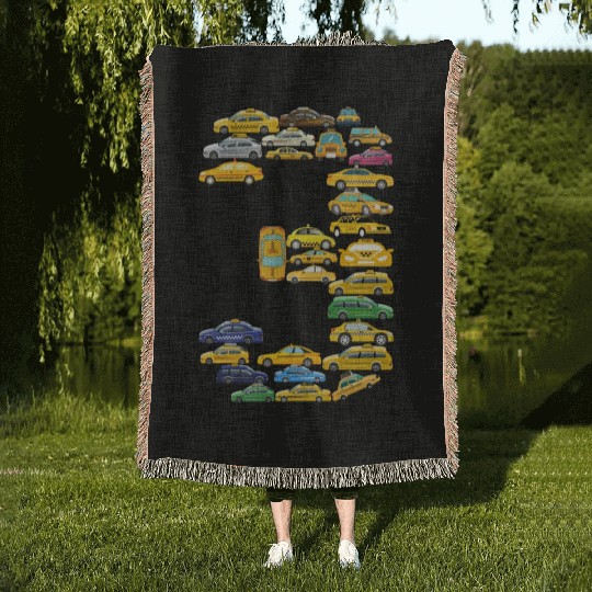 3rd Birthday Gift Taxi Car Boys Kids 3 Year Old Woven Blankets