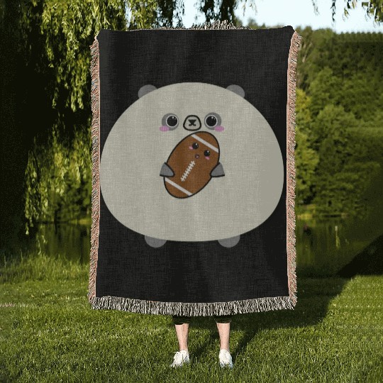 Fantasy football panda cute Woven Blankets