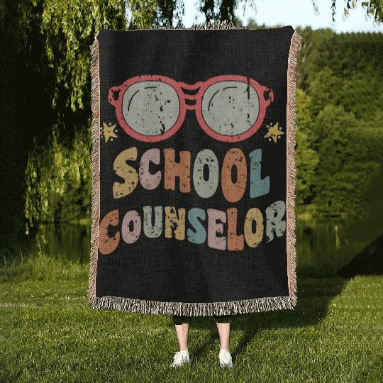 School Counselor Groovy Retro Woven Blankets