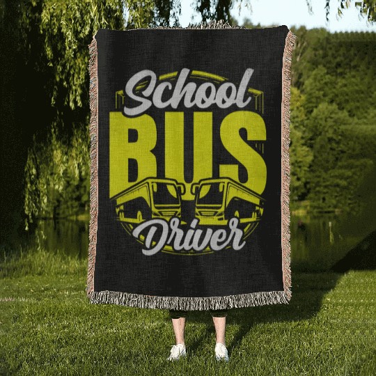 School Bus Driver Operator Busman Job Buses Woven Blankets