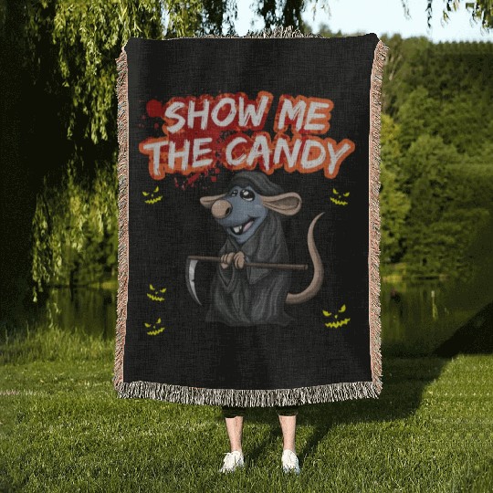 Show Me The Candy Halloween Costume Trick Or Treat Woven Blankets
