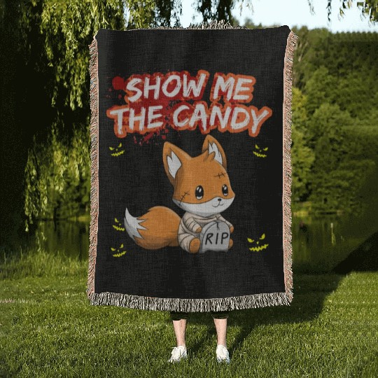 Show Me The Candy Halloween Costume Trick Or Treat Woven Blankets