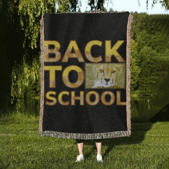 Back to school leopard print Woven Blankets
