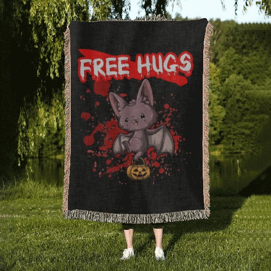 Free Hugs Halloween Sarcasm Scary Creepy Costume Woven Blankets