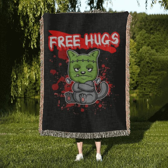 Free Hugs Halloween Sarcasm Scary Creepy Costume Woven Blankets