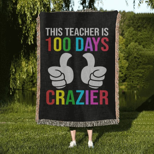 100 Days Of School Funny Middle School Teacher Woven Blankets