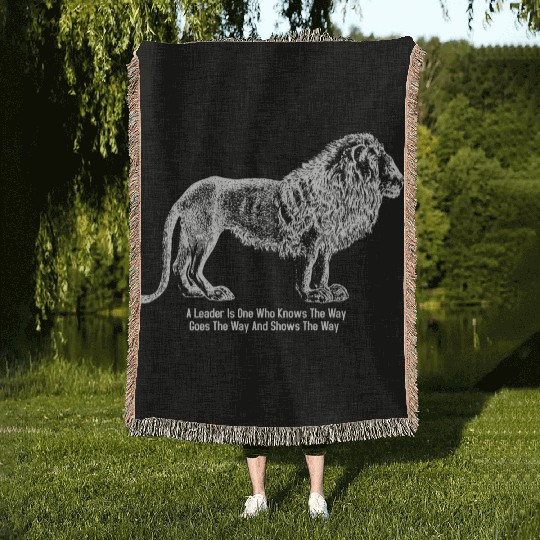 Lion and quote Woven Blankets