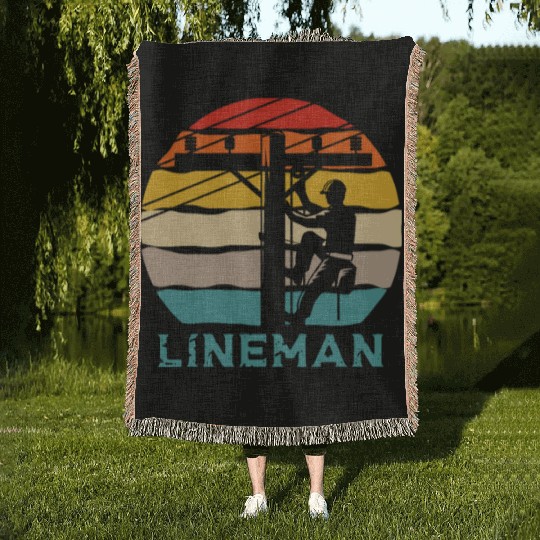 Lineman Retro Vintage Woven Blankets