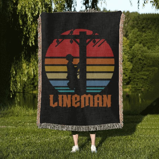 Lineman Retro Vintage Woven Blankets