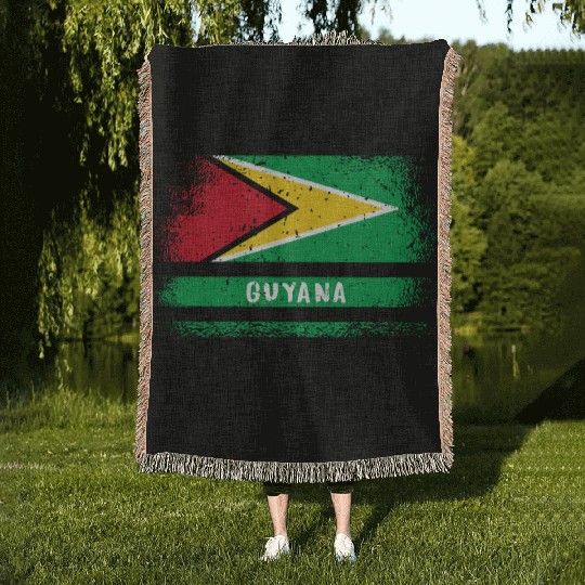 Guyana vintage flag Woven Blankets