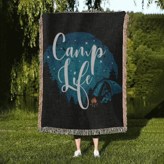 Camping Camper Present Nature Lover Van Woven Blankets