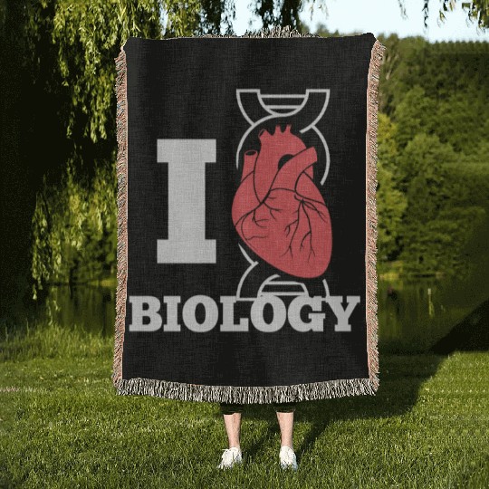 I Love Biology Heart Biology Science Funny Woven Blankets