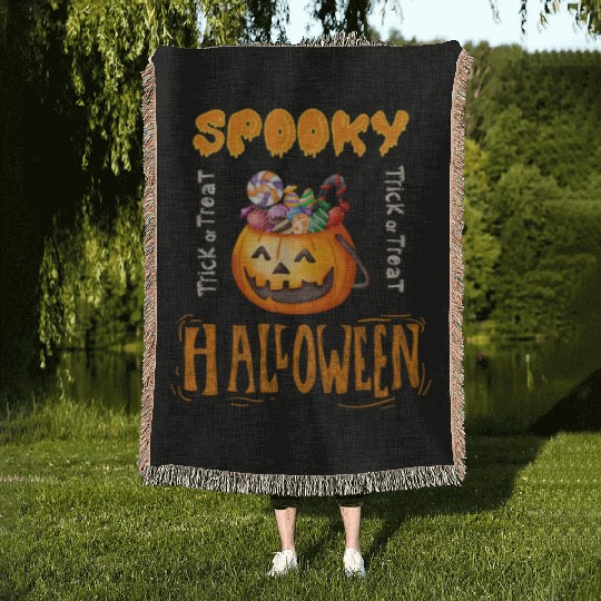 Candy Countdown, spooky Halloween, Trick or Treat Woven Blankets