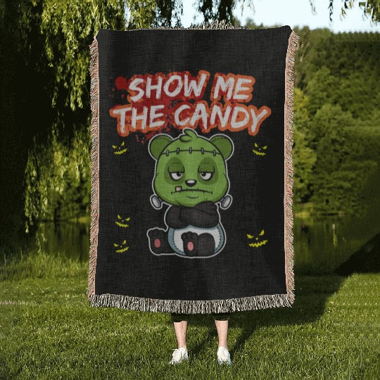 Show Me The Candy Halloween Costume Trick Or Treat Woven Blankets