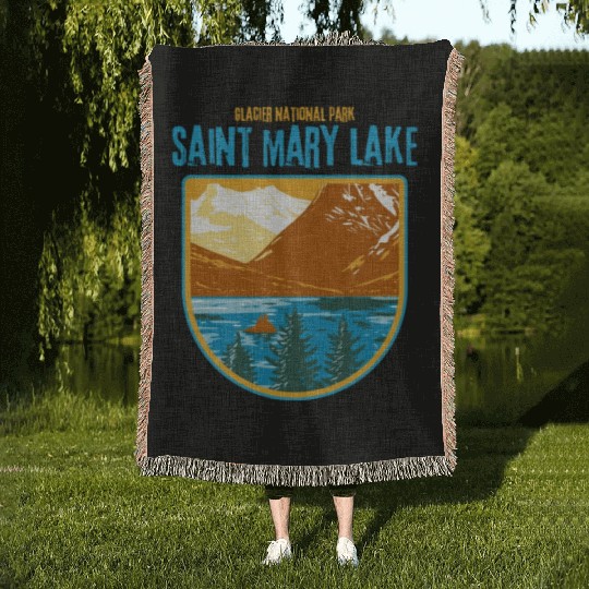 Saint Mary Lake Glacier National Park Woven Blankets