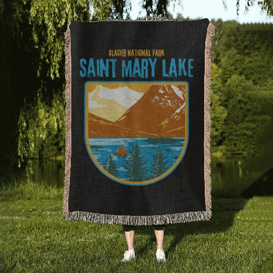 Saint Mary Lake Glacier National Park Woven Blankets