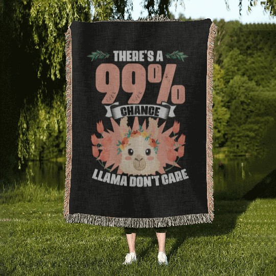 There's A 99% Chance Funny Floral Llama Humor For Woven Blankets