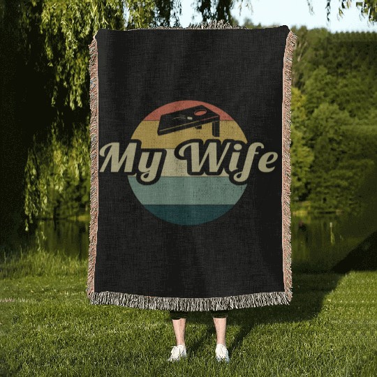 Cornhole Bean Bag Toss Lawn Game Husband Wife Woven Blankets