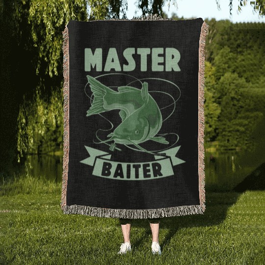 Master Baiter - Wels Catfish Hunter Woven Blankets