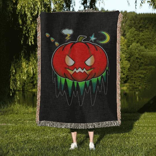 Halloween Jack O Lantern Pumpkin Candy Costume Woven Blankets