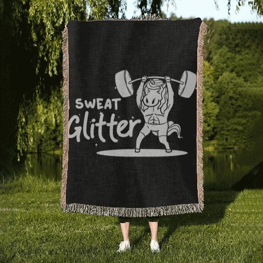 Unicorn Muscle Workout Fitness Training Sport Gym Woven Blankets