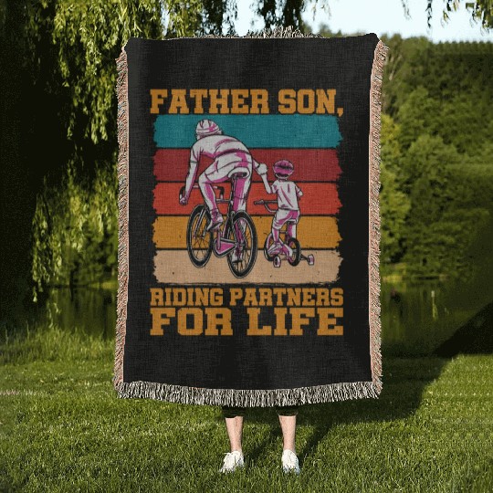 Father Son, Riding Partners For Life Woven Blankets