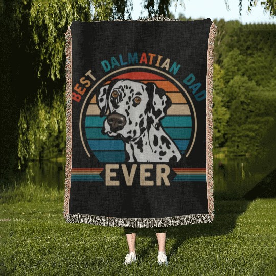 Best Dalmatian Dad Dog Lover Woven Blankets