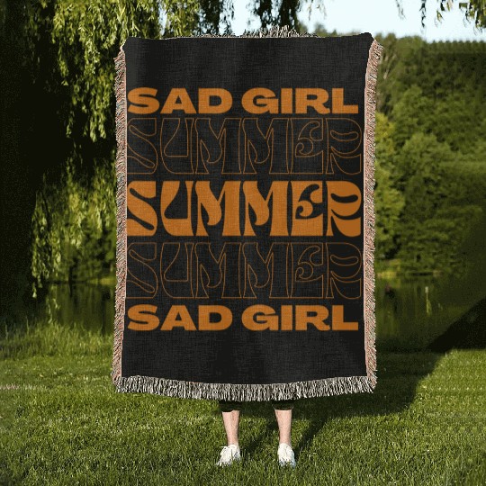 SAD GIRL SUMMER - ORANGE Woven Blankets