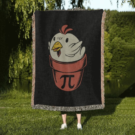 Chicken Pot Pi Funny Pi Day Pun Math Pi Day Woven Blankets