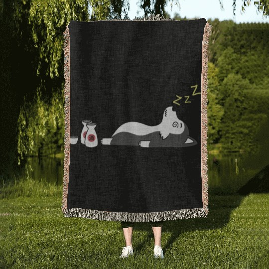 Husky Sake Drunk Woven Blankets