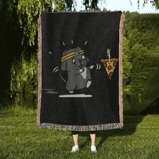 Great Dane Pizza Workout Woven Blankets