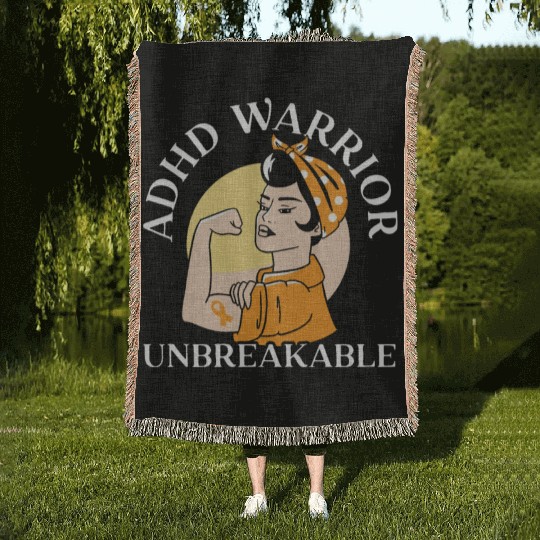 ADHD Warrior Unbreakable Embrace Neurodiversity Woven Blankets