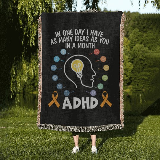 ADHD Warrior Embrace Neurodiversity ADHD Awareness Woven Blankets