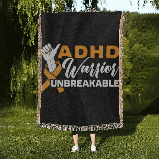 ADHD Warrior Unbreakable Embrace Neurodiversity Woven Blankets
