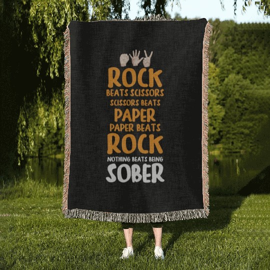 Sobriety Gift for Men or Women Rock Paper Scissors Woven Blankets