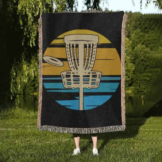 Disc Golf Sunset Woven Blankets