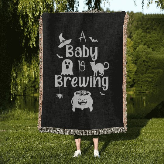 A Baby Is Brewing Maternity Halloween Women Funny Woven Blankets