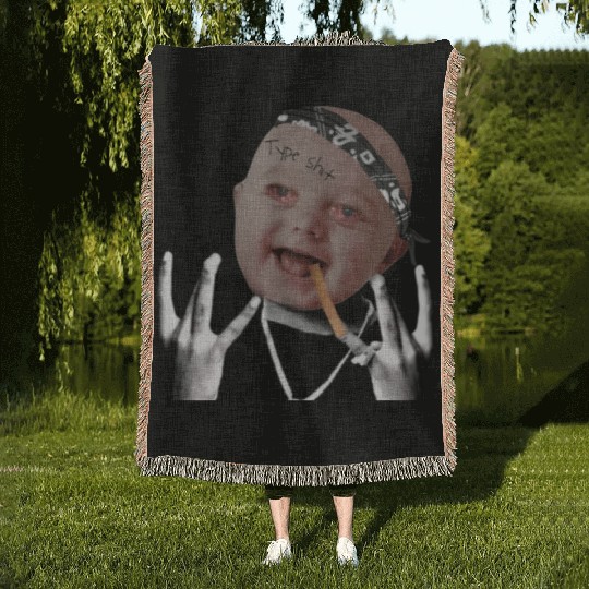 Gangster baby type shit Woven Blankets