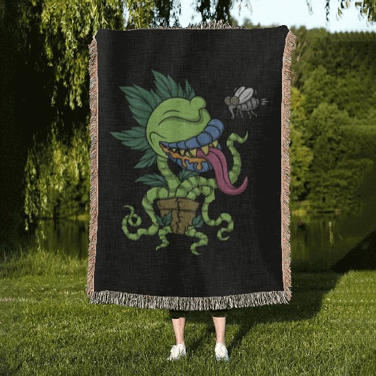 Venus Fly Trap Botanical Monster Plant Carnivorous Woven Blankets